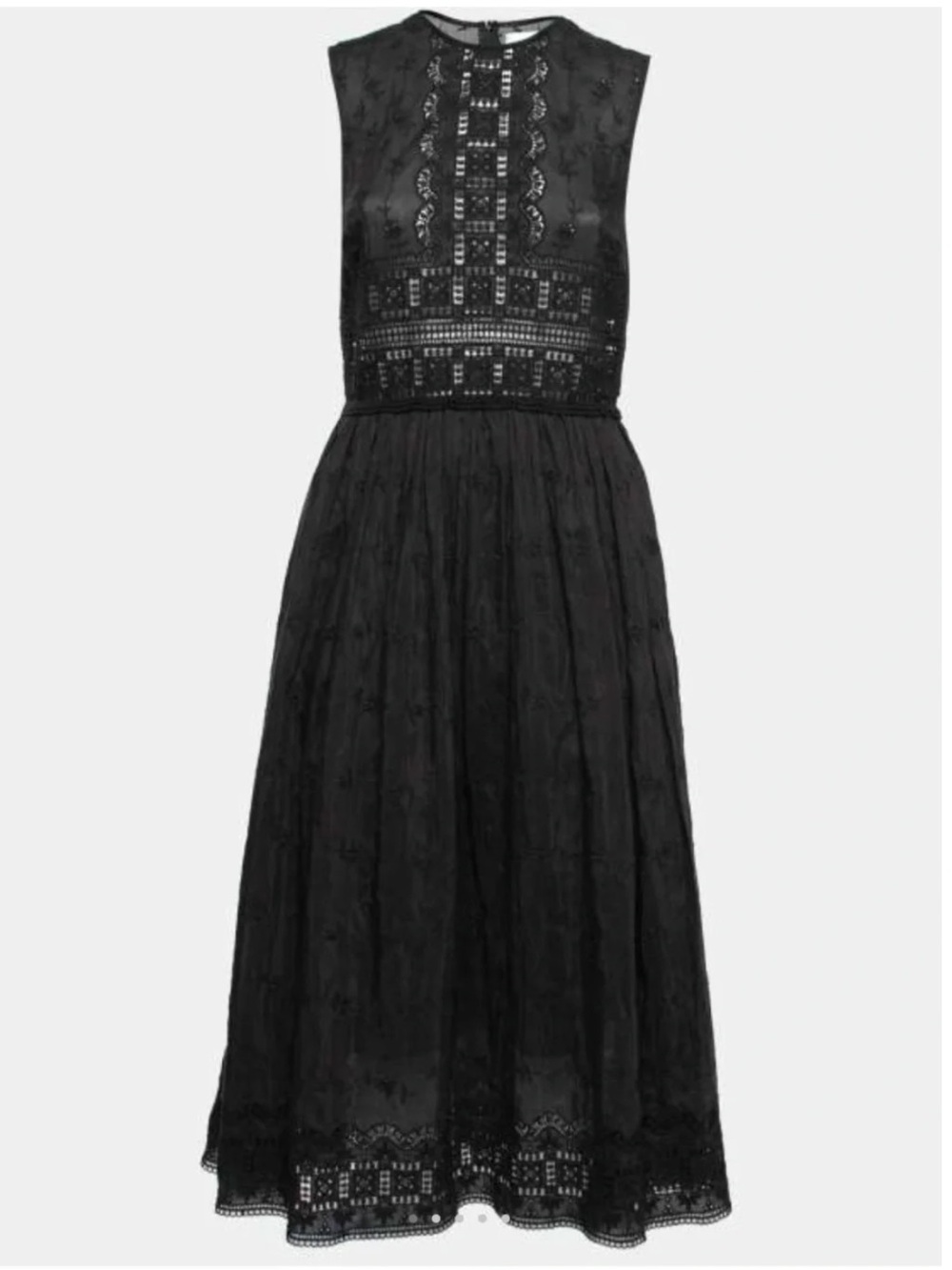 Zimmermann Black Lace Midi Dress with Embroidered Bodice Size 0